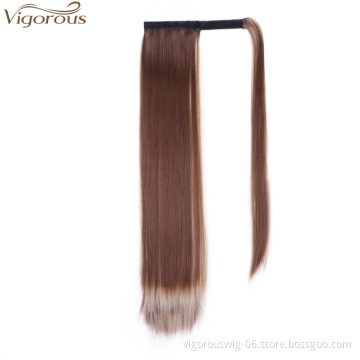 Vigorous Heat Resistant Ponytail Hairpiece Drawstring 22 inch Long Straight Synthetic Hair Extensions for Women 6H613 Color